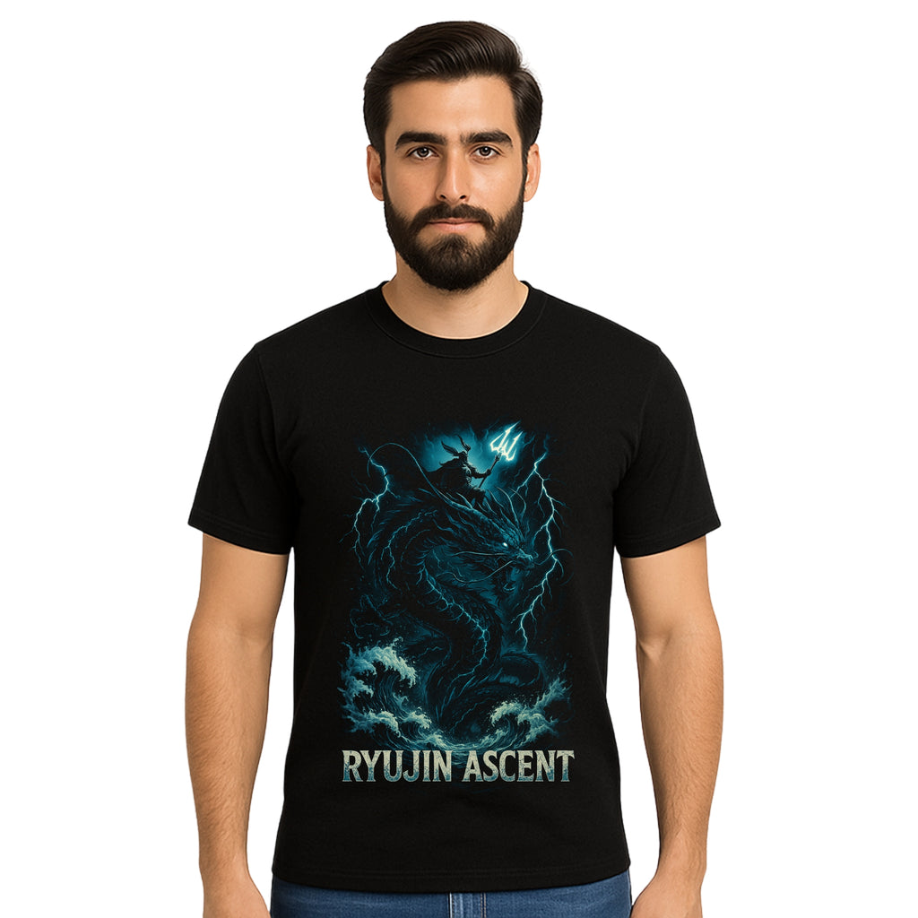 Triverta Ryujin Ascent Dragon God Graphic T-shirt | Graphic T-shirt | 100% Cotton T-Shirt | Printed Biowash Cotton Tee for Men and Women