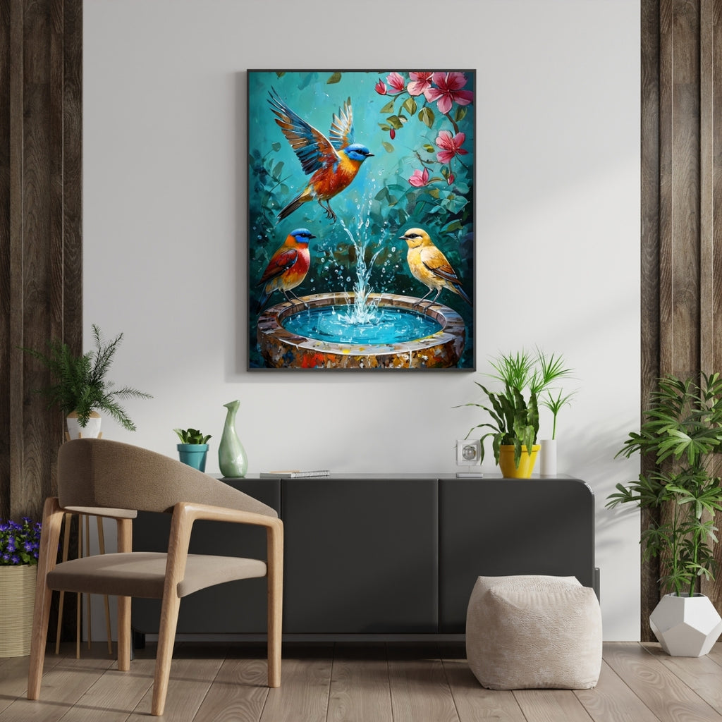 Triverta Fountain of Flight Premium Gift Painting Wall Art for Home Decor | 18x24 Inch Modern Art Digital Poster Print