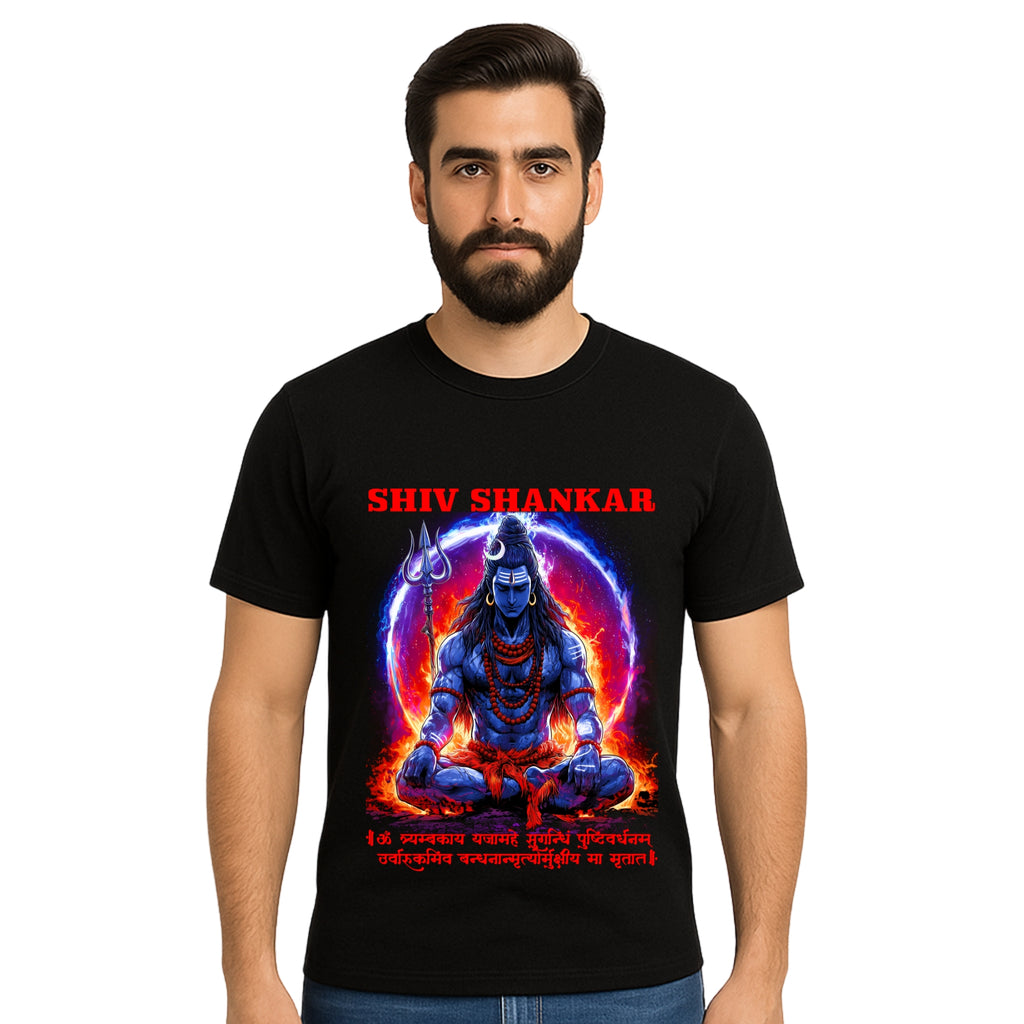 Triverta Shiva Cosmic Time Graphic Unisex T-shirt | 100% Cotton T-Shirt | Printed Biowash Cotton Tee for Men and Women