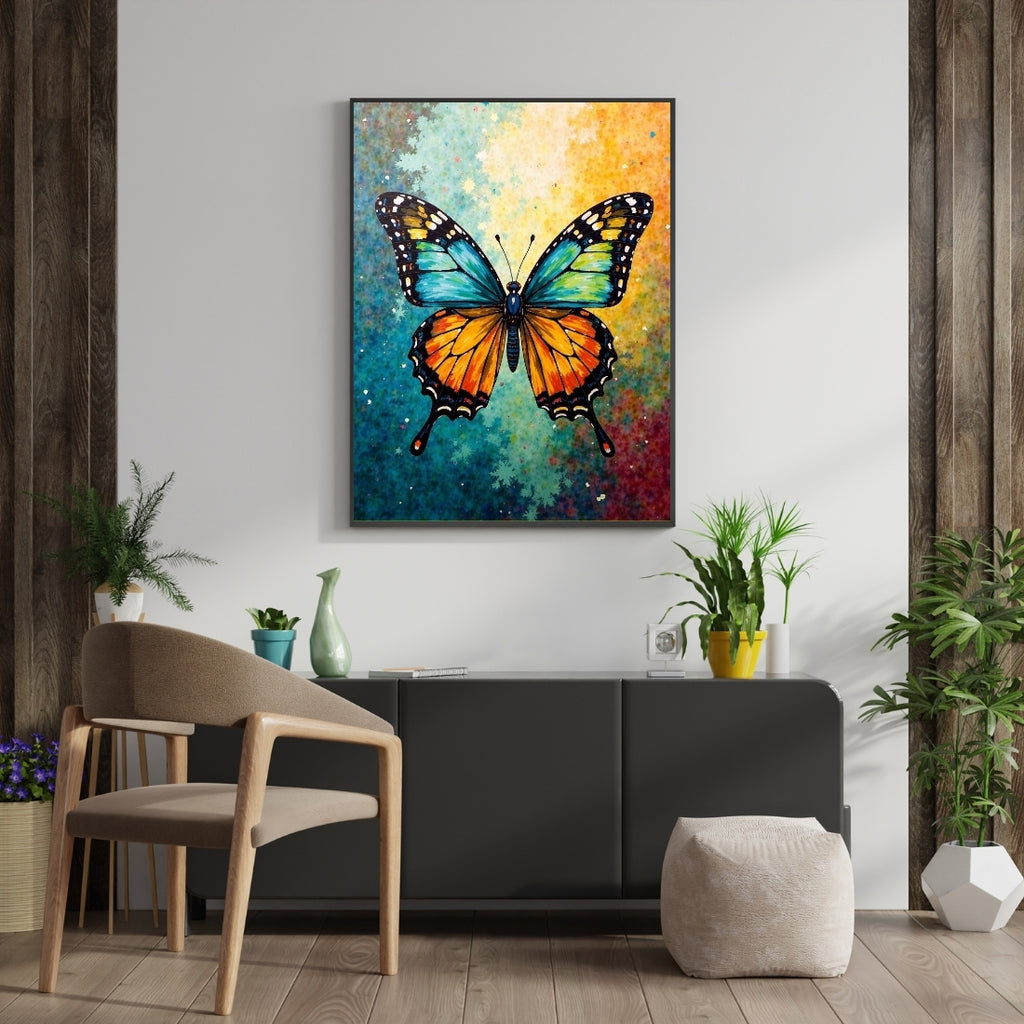 Triverta Butterfly Bloom Rise Premium Gift Painting Wall Art for Home Decor | 18x24 Inch Modern Art Digital Poster Print