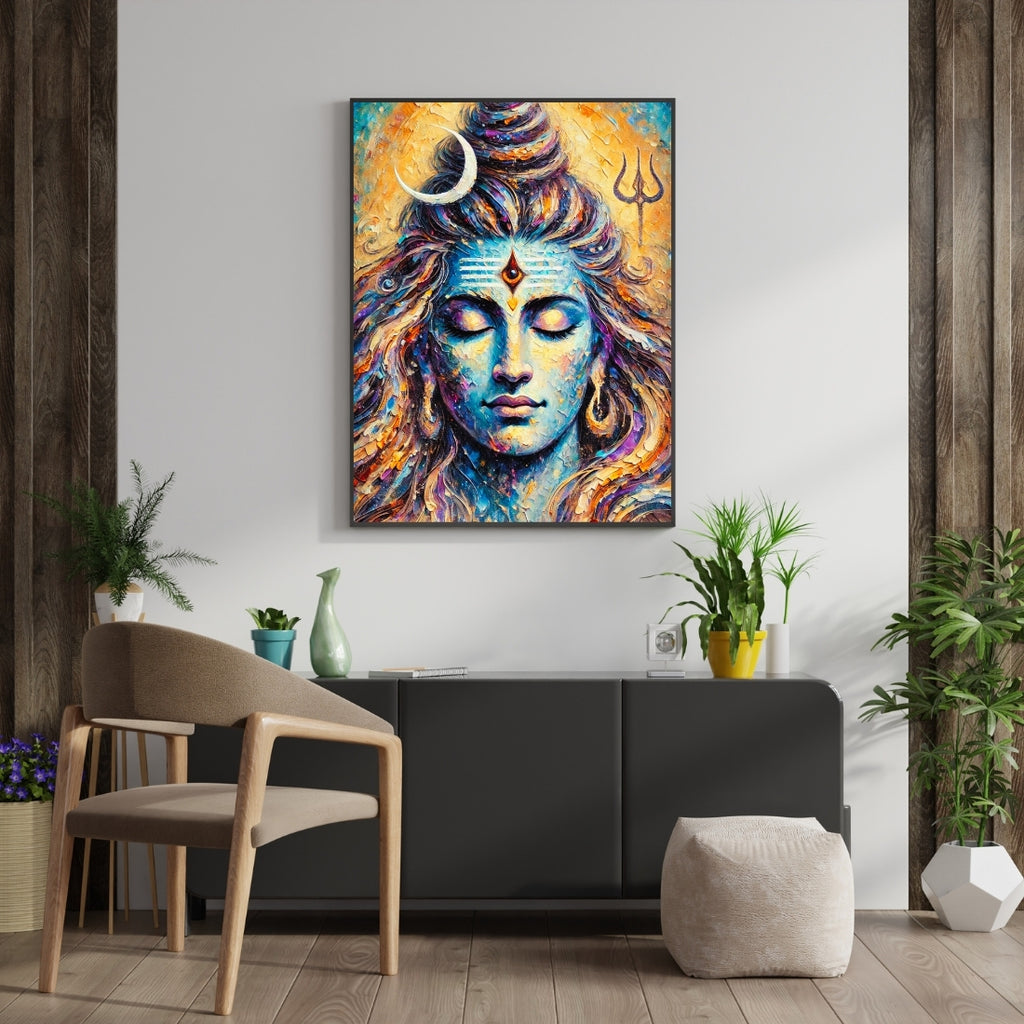 Triverta Shivas Cosmic Stillness Premium Gift Painting Wall Art for Home Decor | 18x24 Inch Modern Art Digital Poster Print