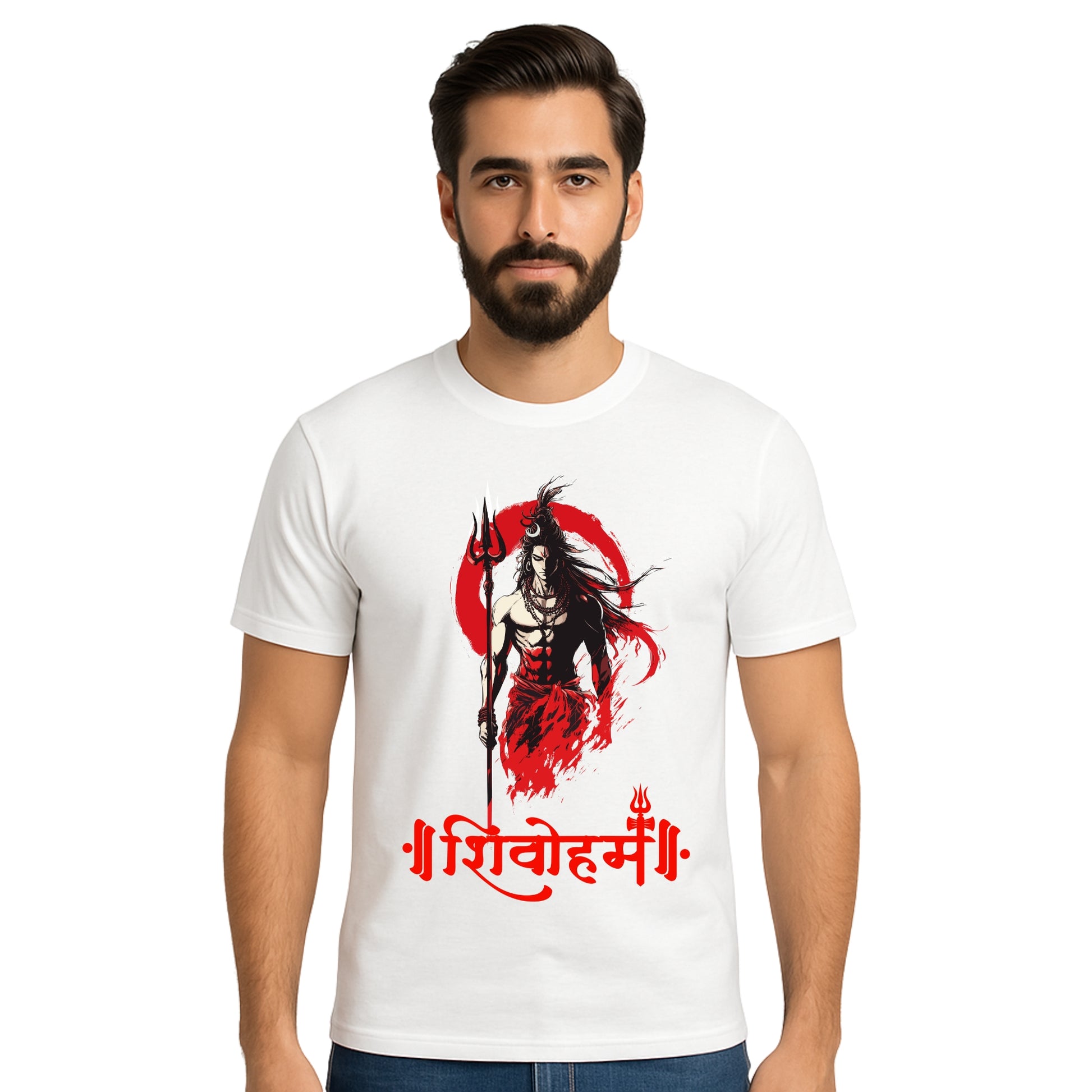 Triverta Fiery Shiva: Flame of Transformation Graphic Unisex T-shirt | 100% Cotton T-Shirt | Printed Biowash Cotton Tee for Men and Women