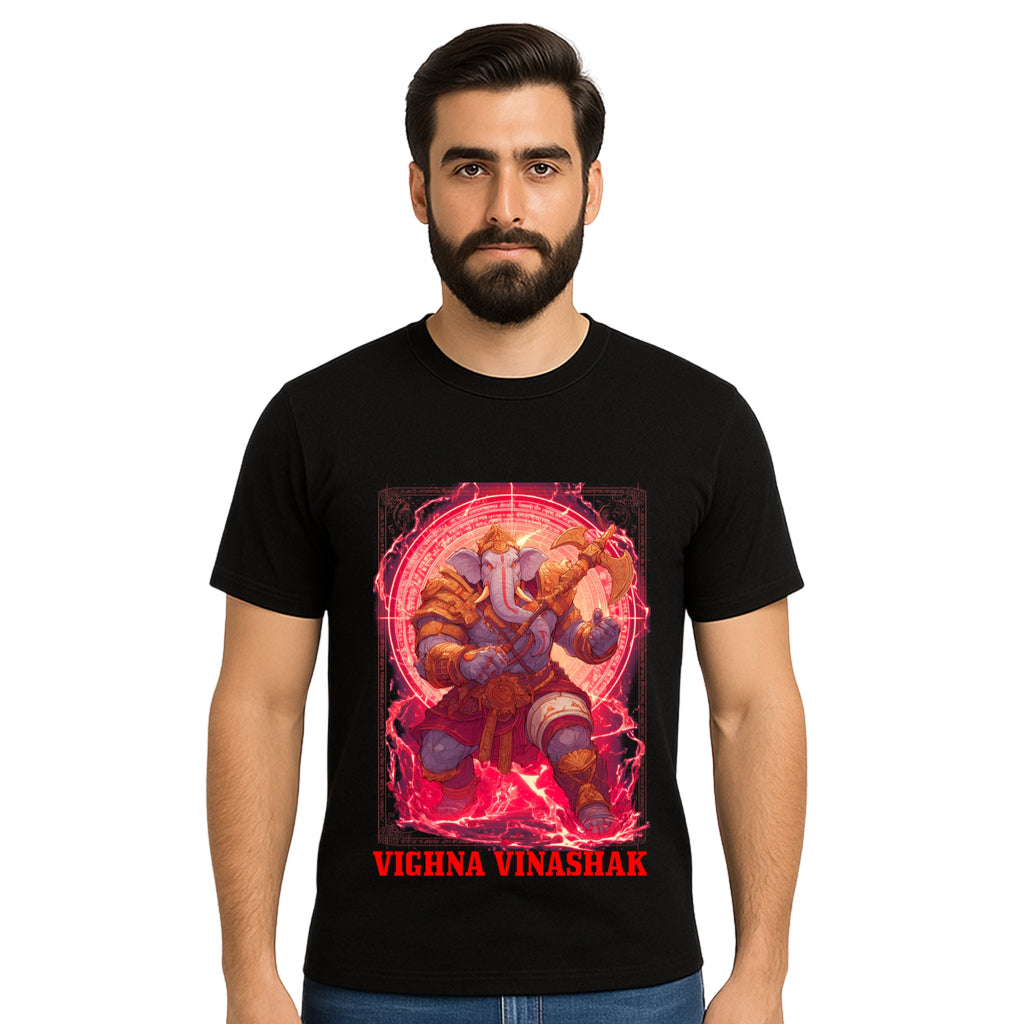 Triverta Ganesha Calm Remover of Obstacles T-shirt | 100% Cotton Regular Fit Graphic T-shirt | Printed Cotton Tee for Men and Women