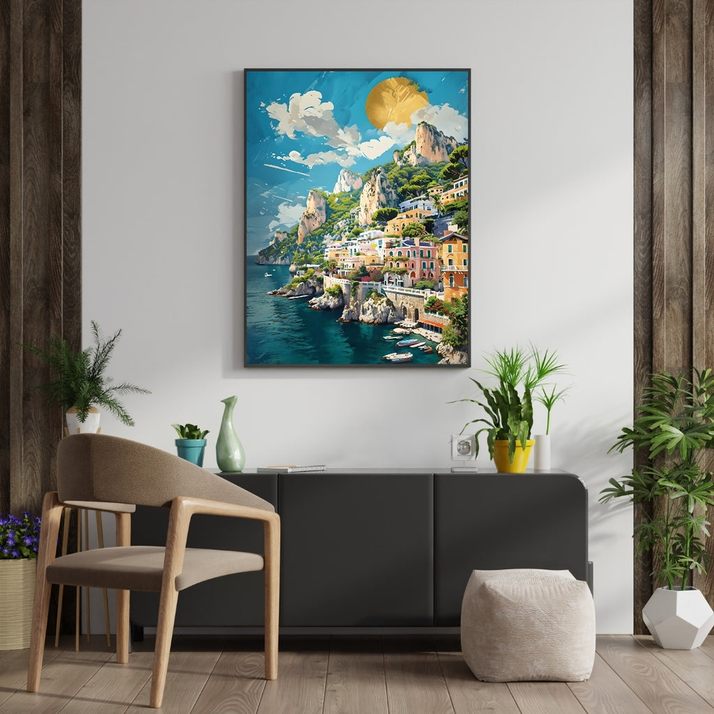 Triverta Mediterranean Daylight Premium Gift Painting Wall Art for Home Decor | 18x24 Inch Modern Art Digital Poster Print