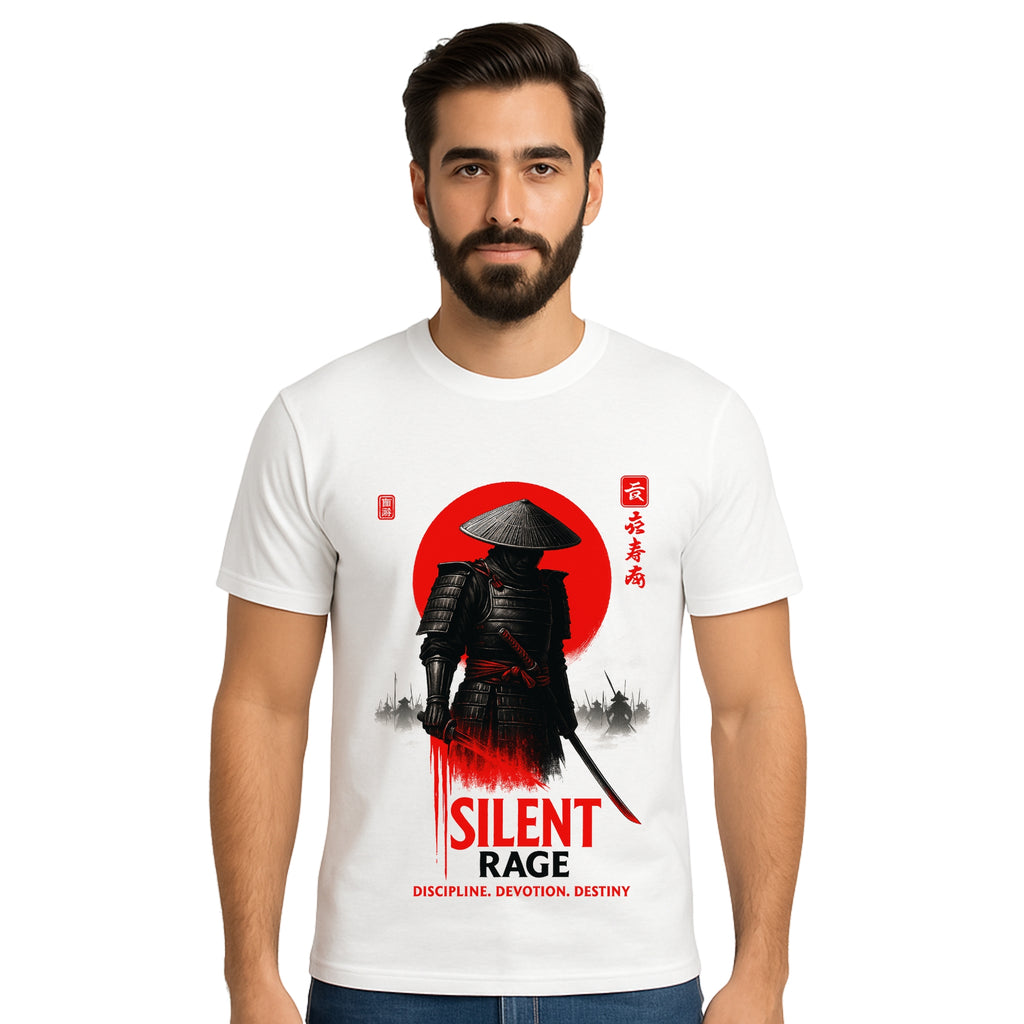 Triverta Silent Rage Samurai Warrior Graphic T-shirt | Graphic T-shirt | 100% Cotton T-Shirt | Printed Biowash Cotton Tee for Men and Women