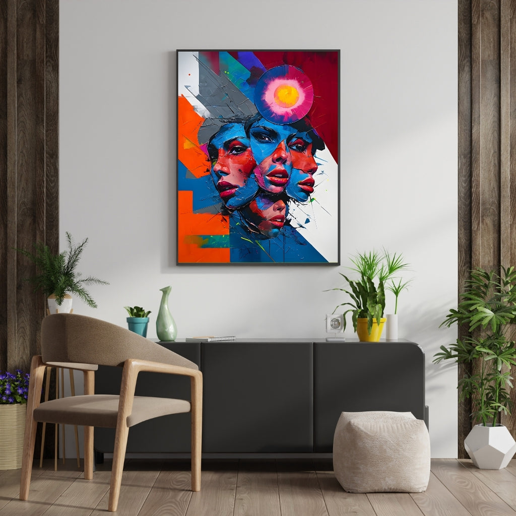 Triverta Fragmented Reflections Premium Gift Painting Wall Art for Home Decor | 18x24 Inch Modern Art Digital Poster Print