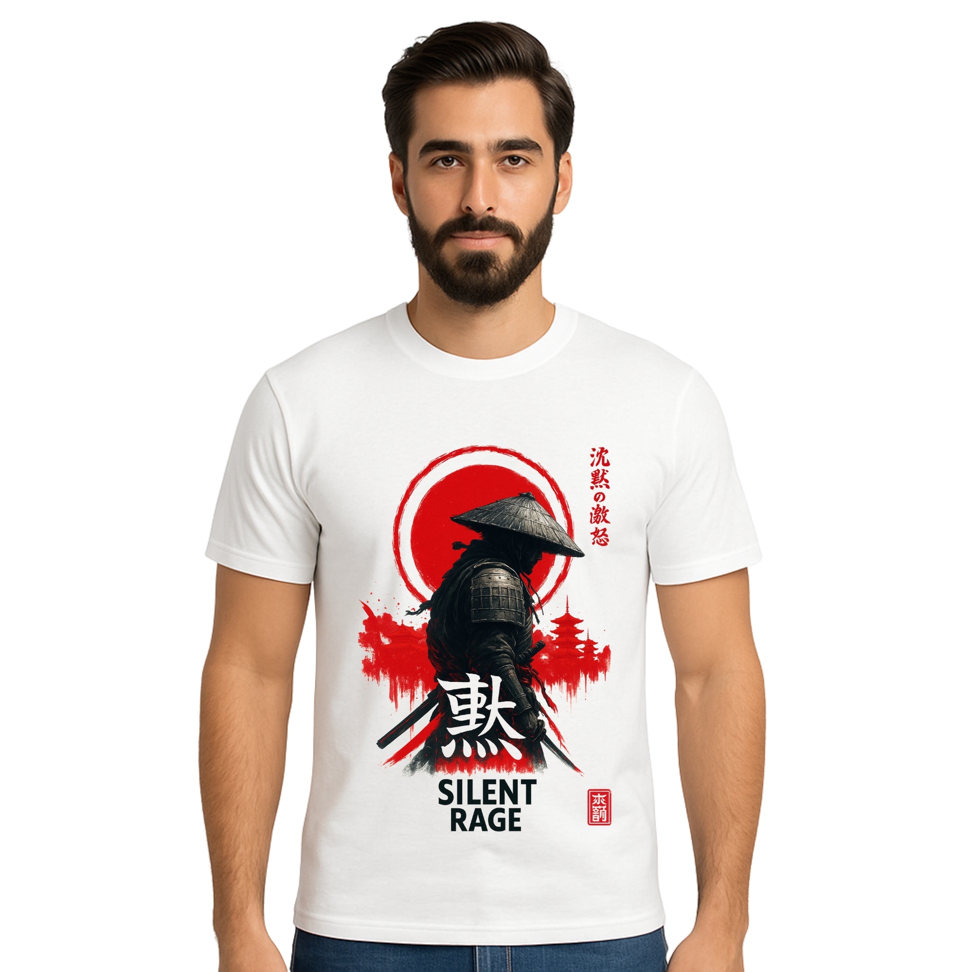 Triverta Silent Rage Samurai Graphic Unisex T-shirt | Graphic T-shirt | 100% Cotton T-Shirt | Printed Biowash Cotton Tee for Men and Women