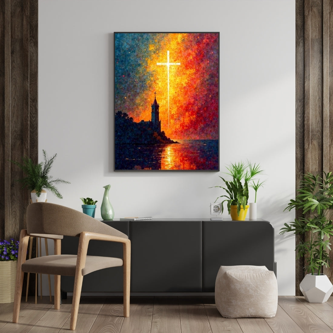 Triverta Divine Light Horizon Premium Gift Painting Wall Art for Home Decor | 18x24 Inch Modern Art Digital Poster Print