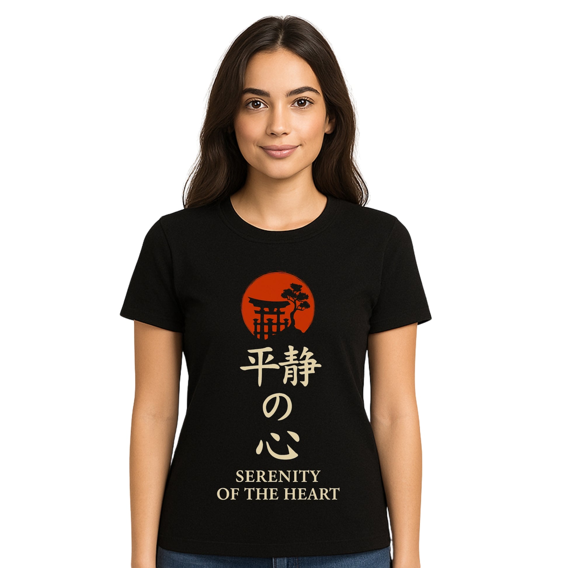 Female model wearing T-shirt