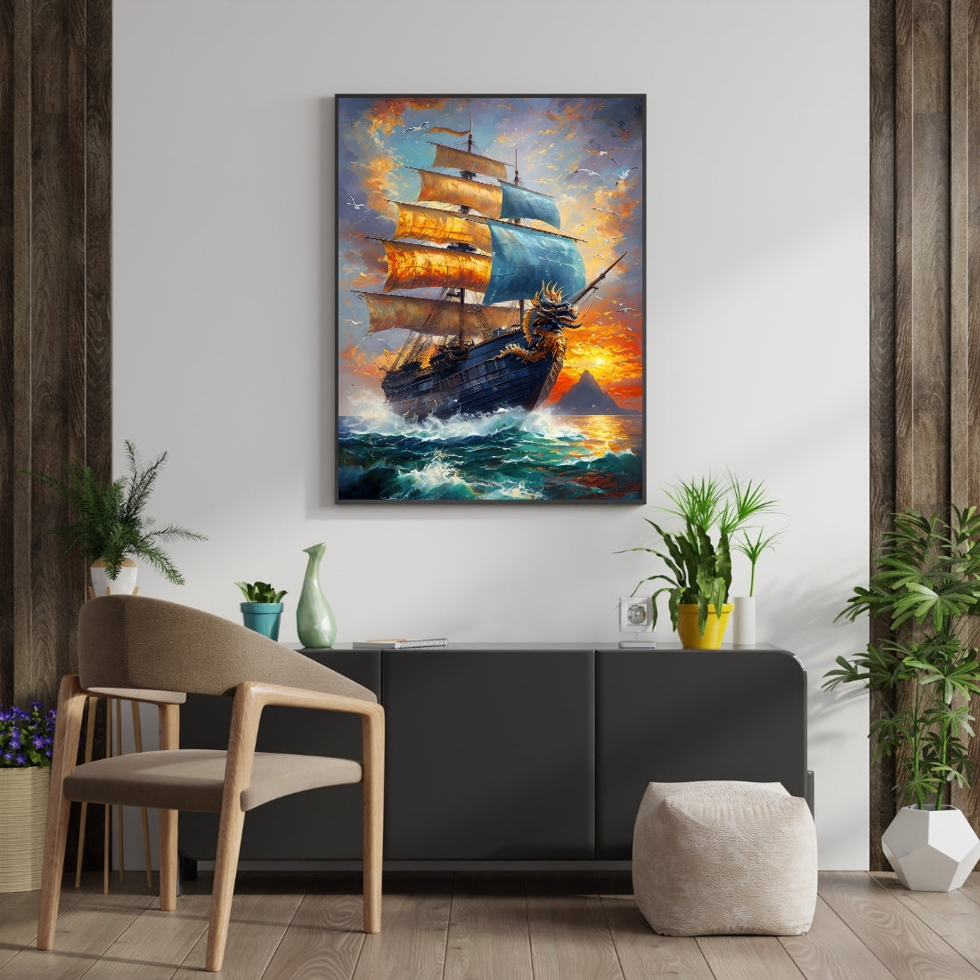 Triverta Voyage Through Fire Premium Gift Painting Wall Art for Home Decor | 18x24 Inch Modern Art Digital Poster Print