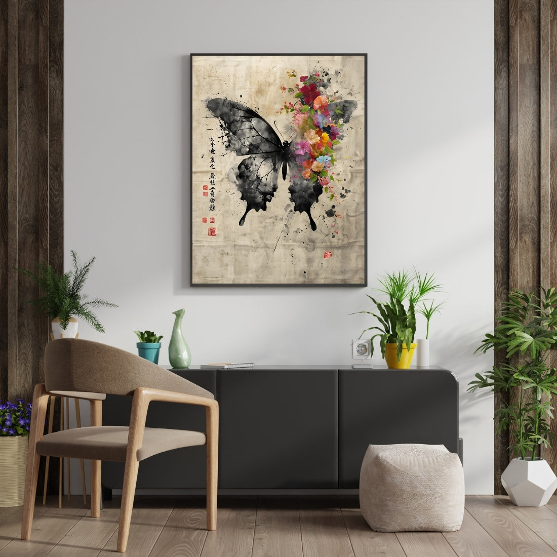 Triverta Butterfly Spirit Bloom Premium Gift Painting Wall Art for Home Decor | 18x24 Inch Modern Art Digital Poster Print