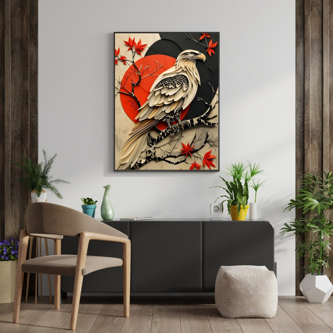 Triverta Emblem of Vigilance Premium Gift Painting Wall Art for Home Decor | 18x24 Inch Modern Art Digital Poster Print