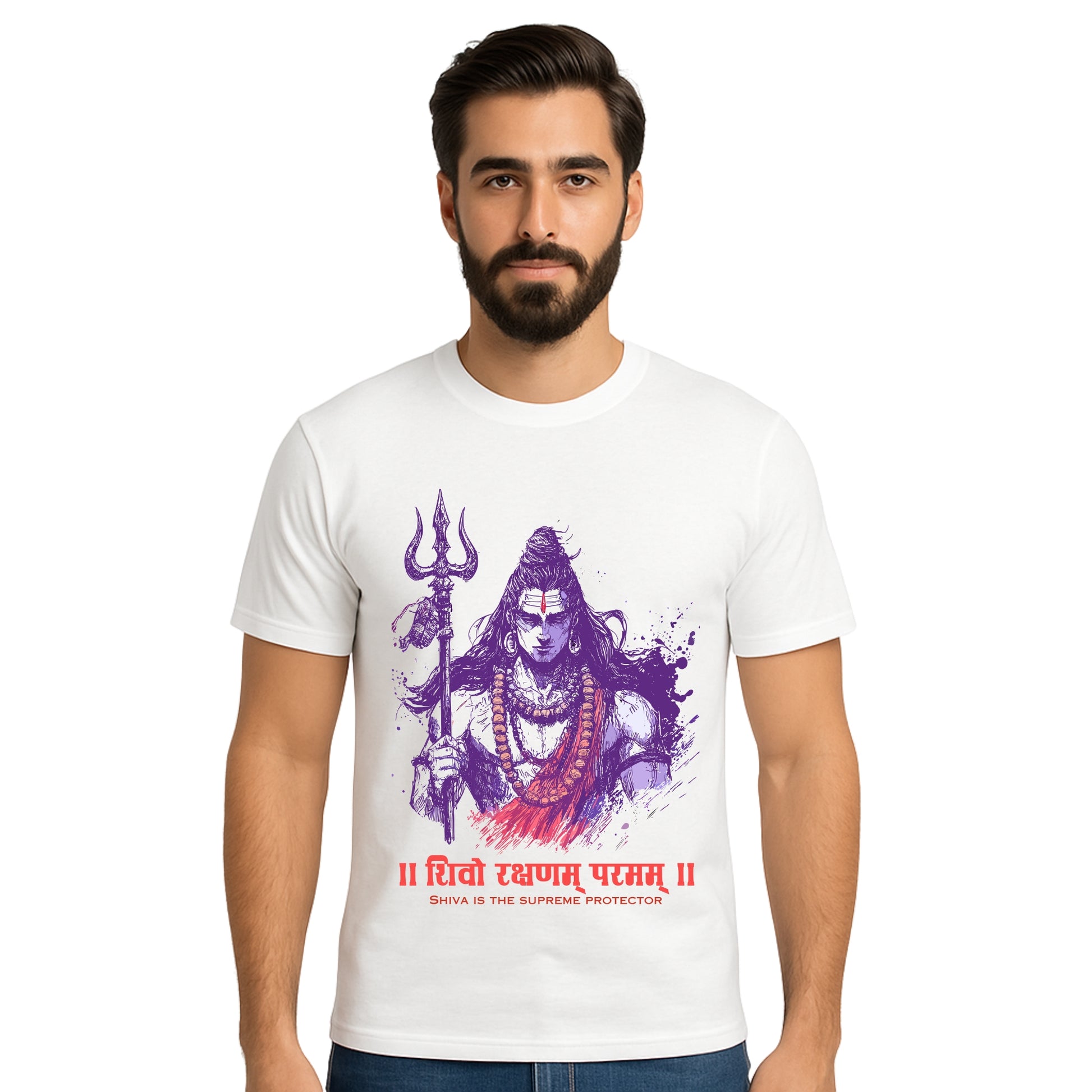 Triverta Crimson Shiva: Bloodline of the Divine Graphic Unisex T-shirt | 100% Cotton T-Shirt | Printed Biowash Cotton Tee for Men and Women