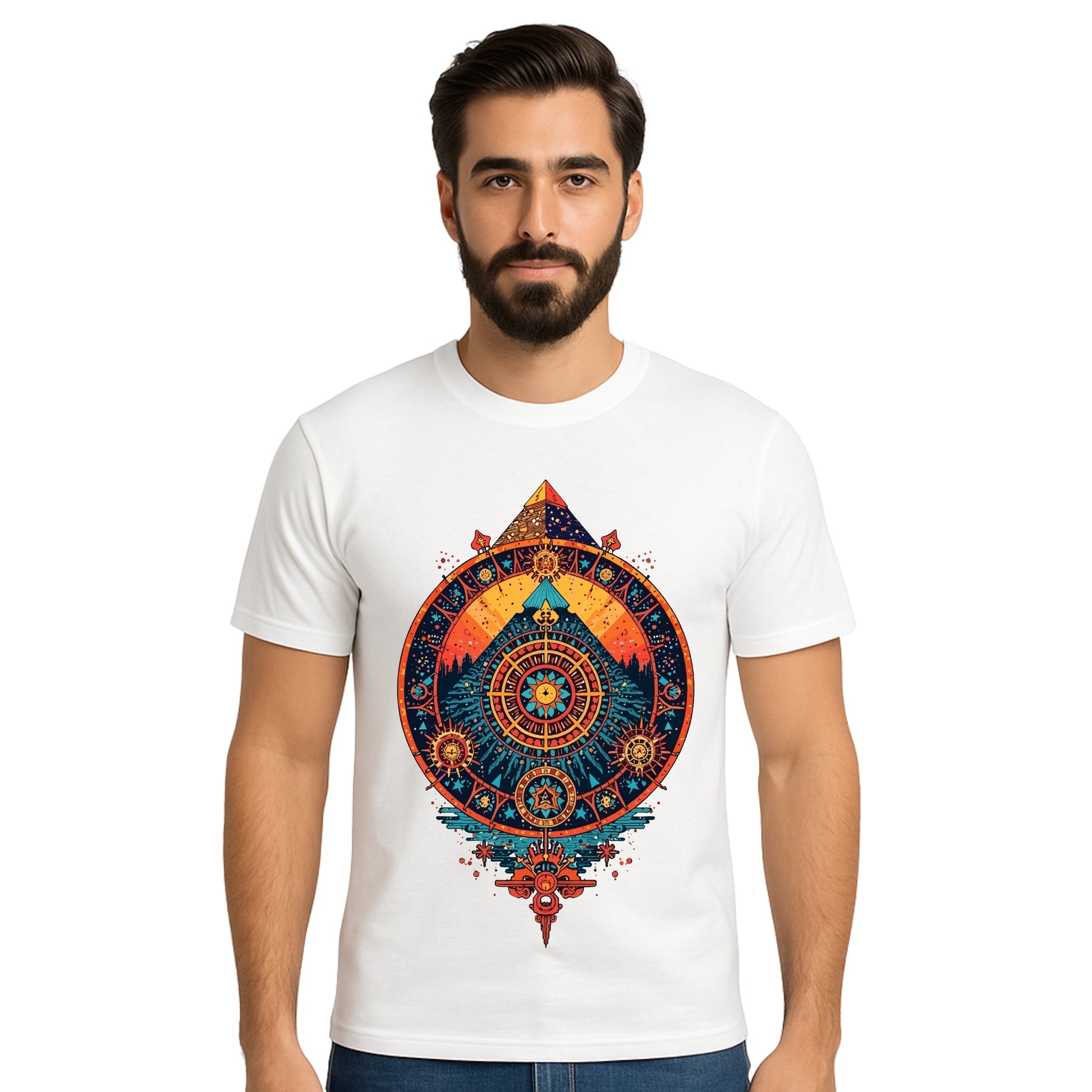 Triverta Duality Totem of Flame and Earth T-shirt| 100% Cotton Regular Fit Graphic T-shirt | Printed Cotton Tee for Men and Women