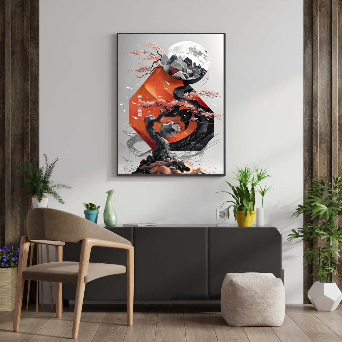 Triverta Celestial Bonsai Rise Premium Gift Painting Wall Art for Home Decor | 18x24 Inch Modern Art Digital Poster Print