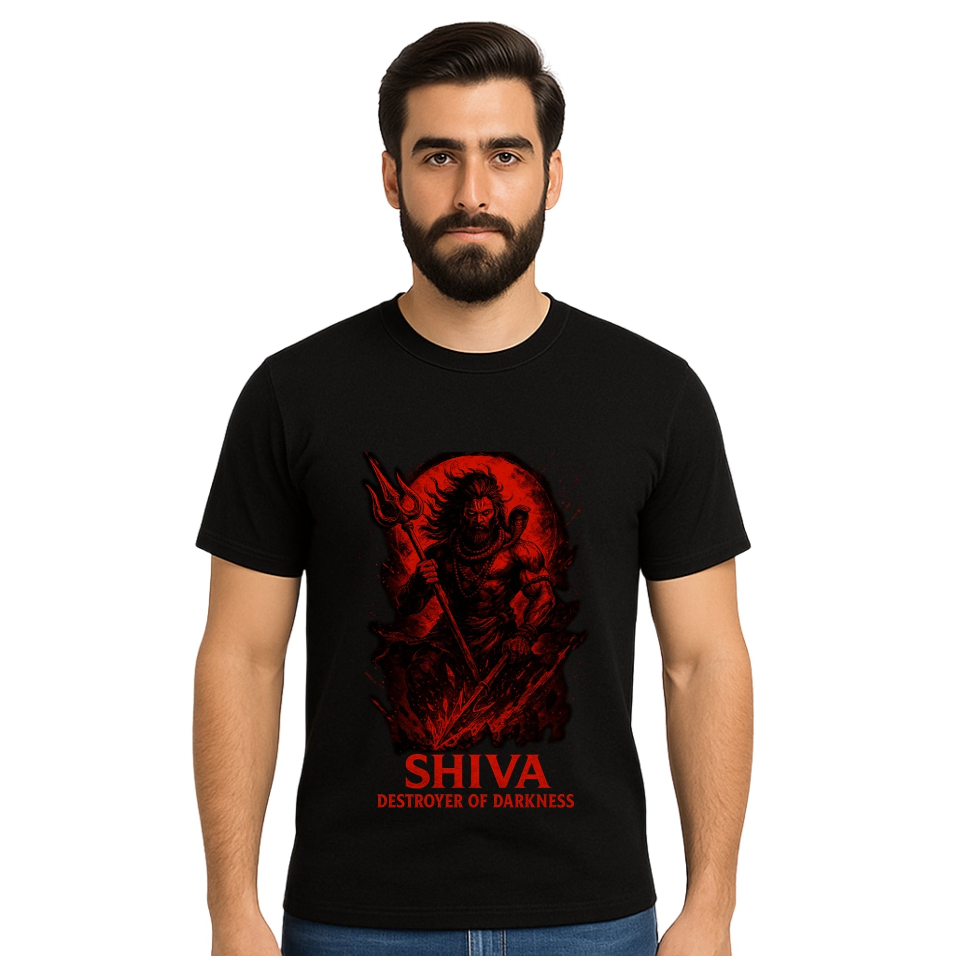Triverta Mahadev Warrior Charge Graphic T-shirt | Graphic T-shirt | 100% Cotton T-Shirt | Printed Biowash Cotton Tee for Men and Women