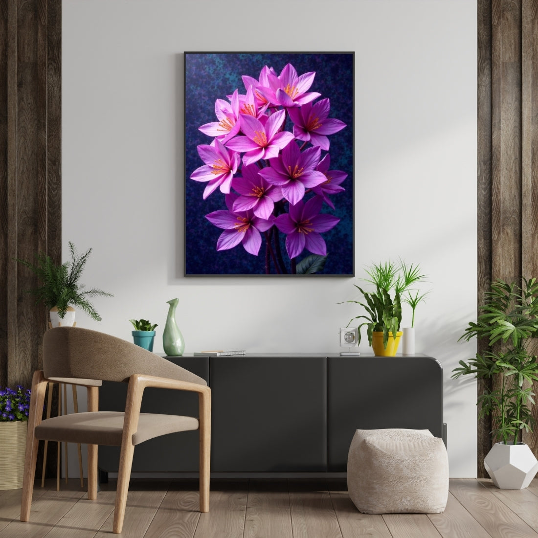 Triverta Violet Lotus Bloom Premium Gift Painting Wall Art for Home Decor | 18x24 Inch Modern Art Digital Poster Print