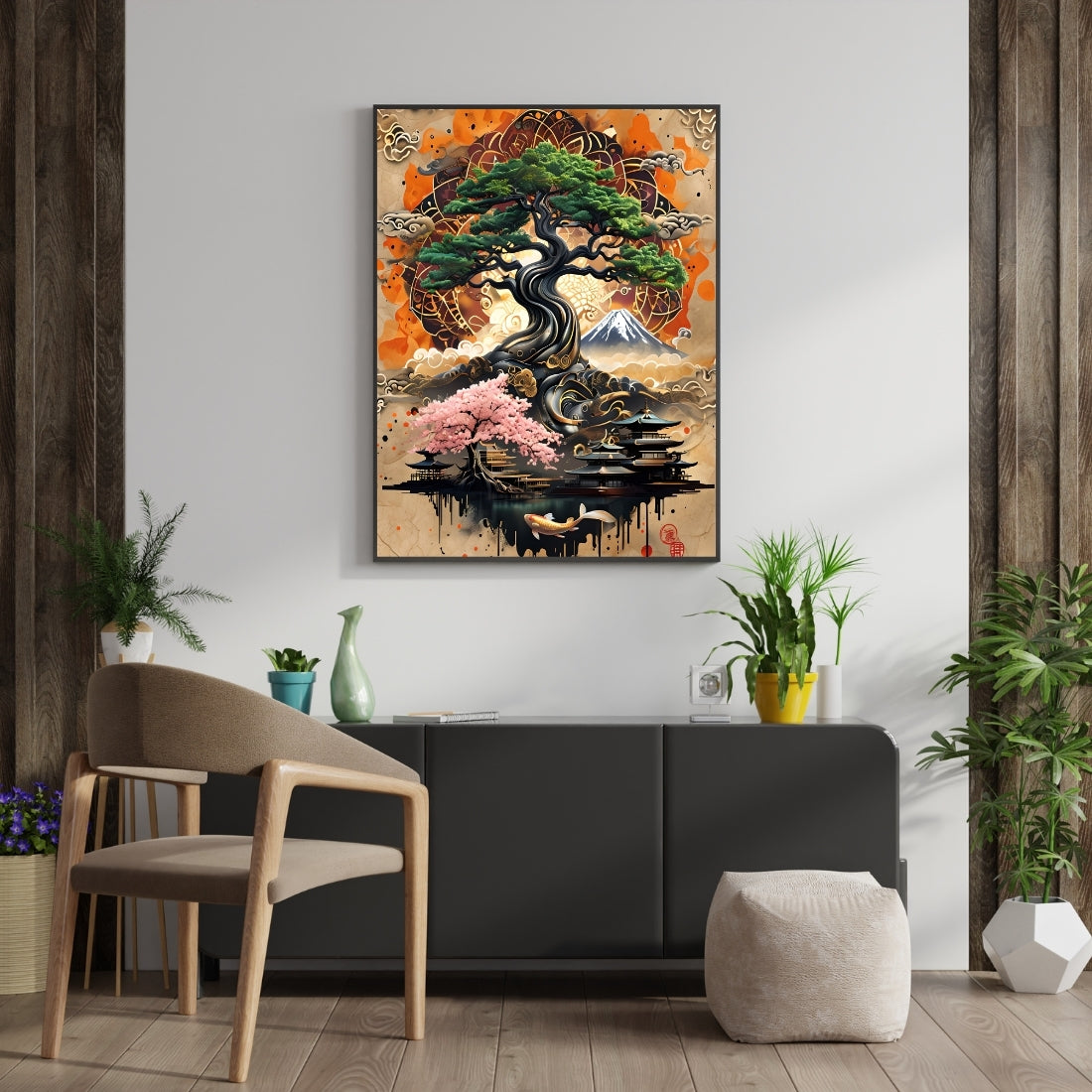 Triverta Sacred Tree of Harmony Premium Gift Painting Wall Art for Home Decor | 18x24 Inch Modern Art Digital Poster Print