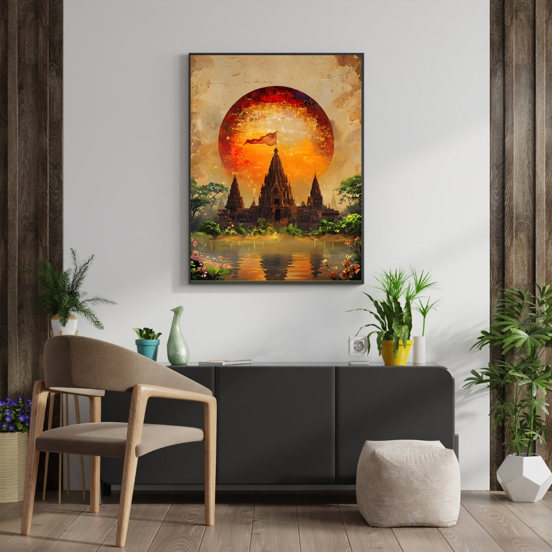 Triverta Temple of Light Premium Gift Painting Wall Art for Home Decor | 18x24 Inch Modern Art Digital Poster Print