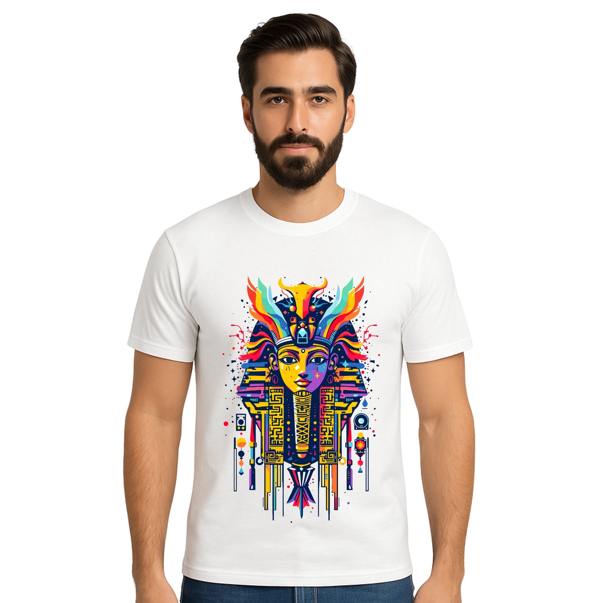 Triverta Egyptian Mask of Life Graphic Unisex T-shirt | 100% Cotton T-Shirt | Printed Biowash Cotton Tee for Men and Women
