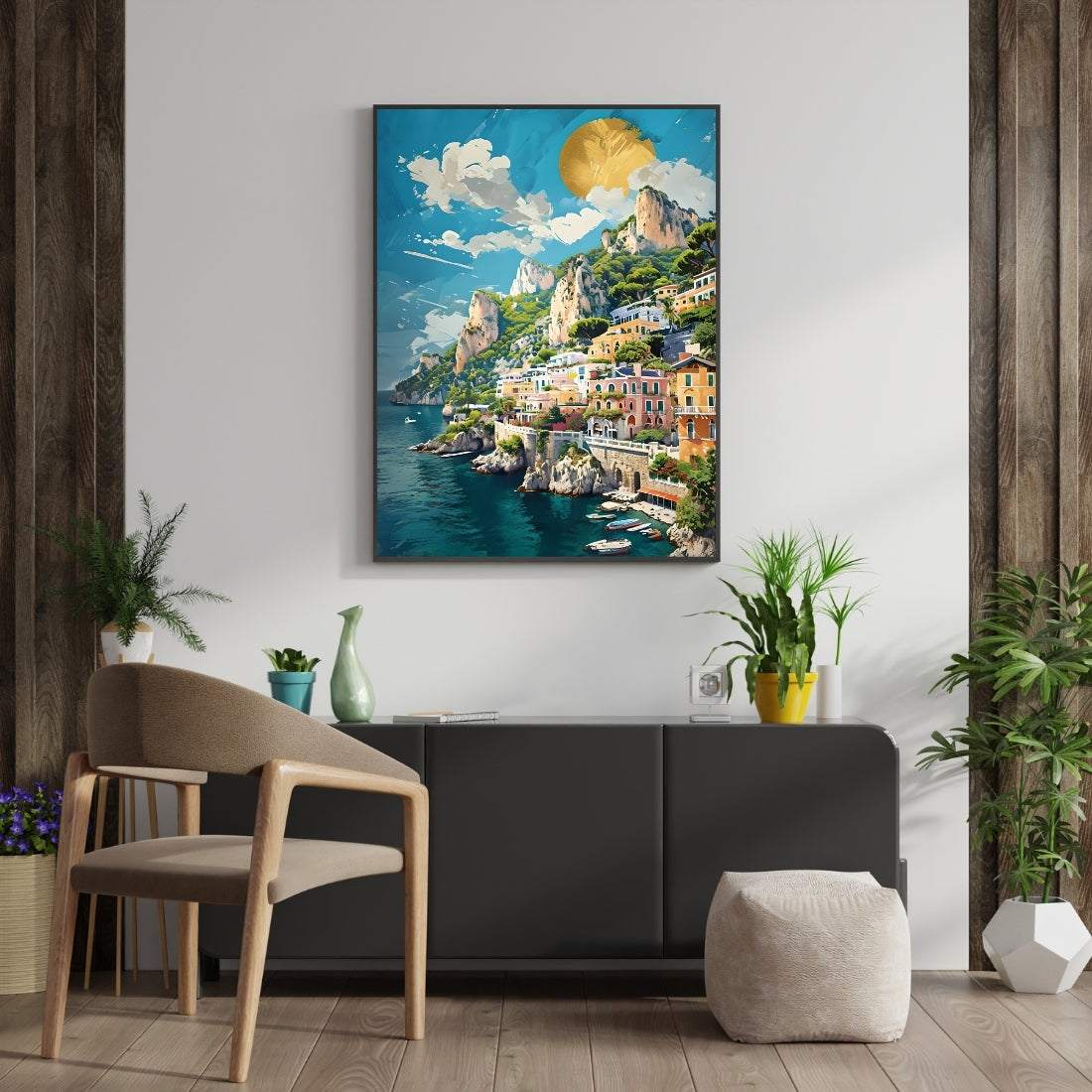 Triverta Mediterranean Daylight Premium Gift Painting Wall Art for Home Decor | 18x24 Inch Modern Art Digital Poster Print