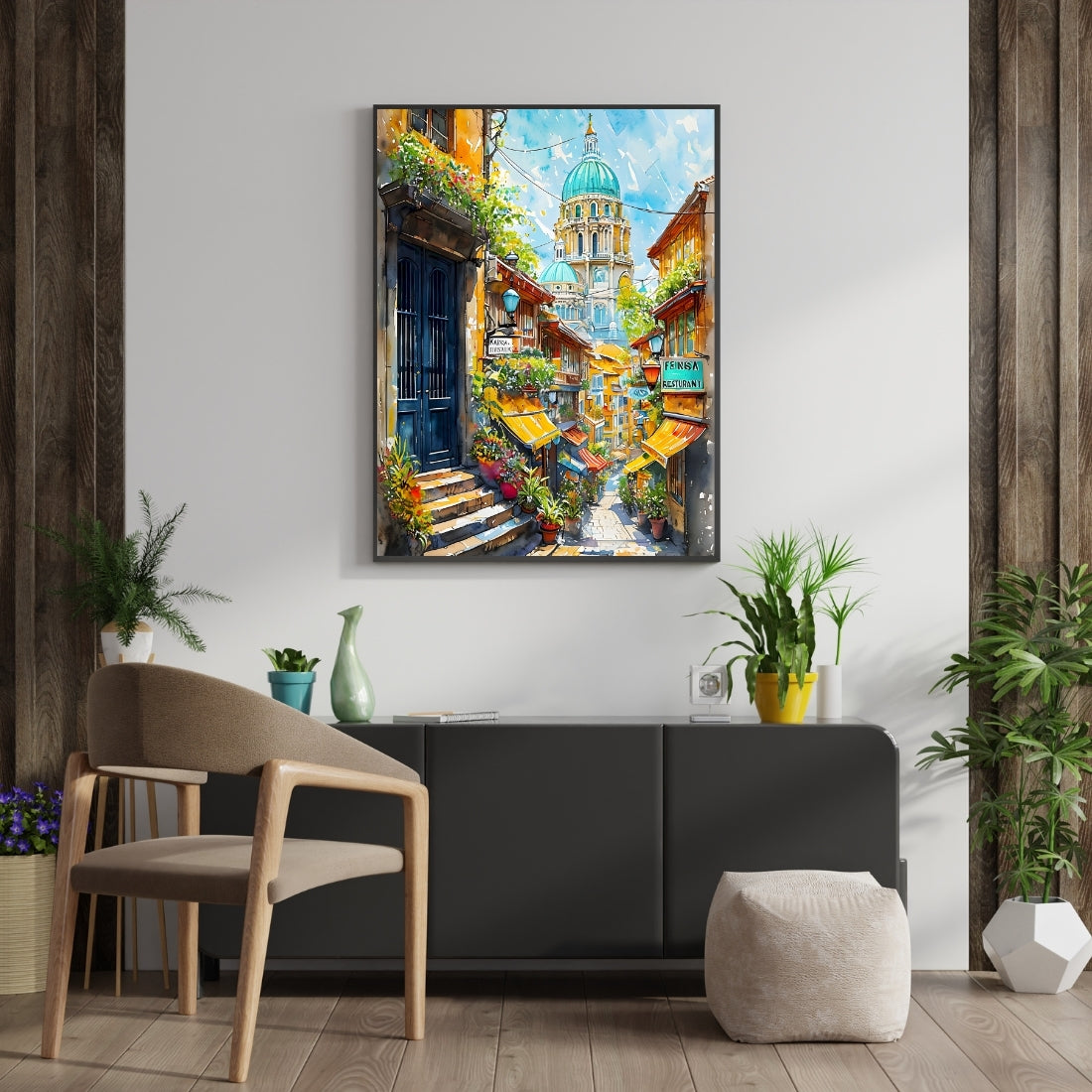 Triverta Mediterranean Escape Premium Gift Painting Wall Art for Home Decor | 18x24 Inch Modern Art Digital Poster Print
