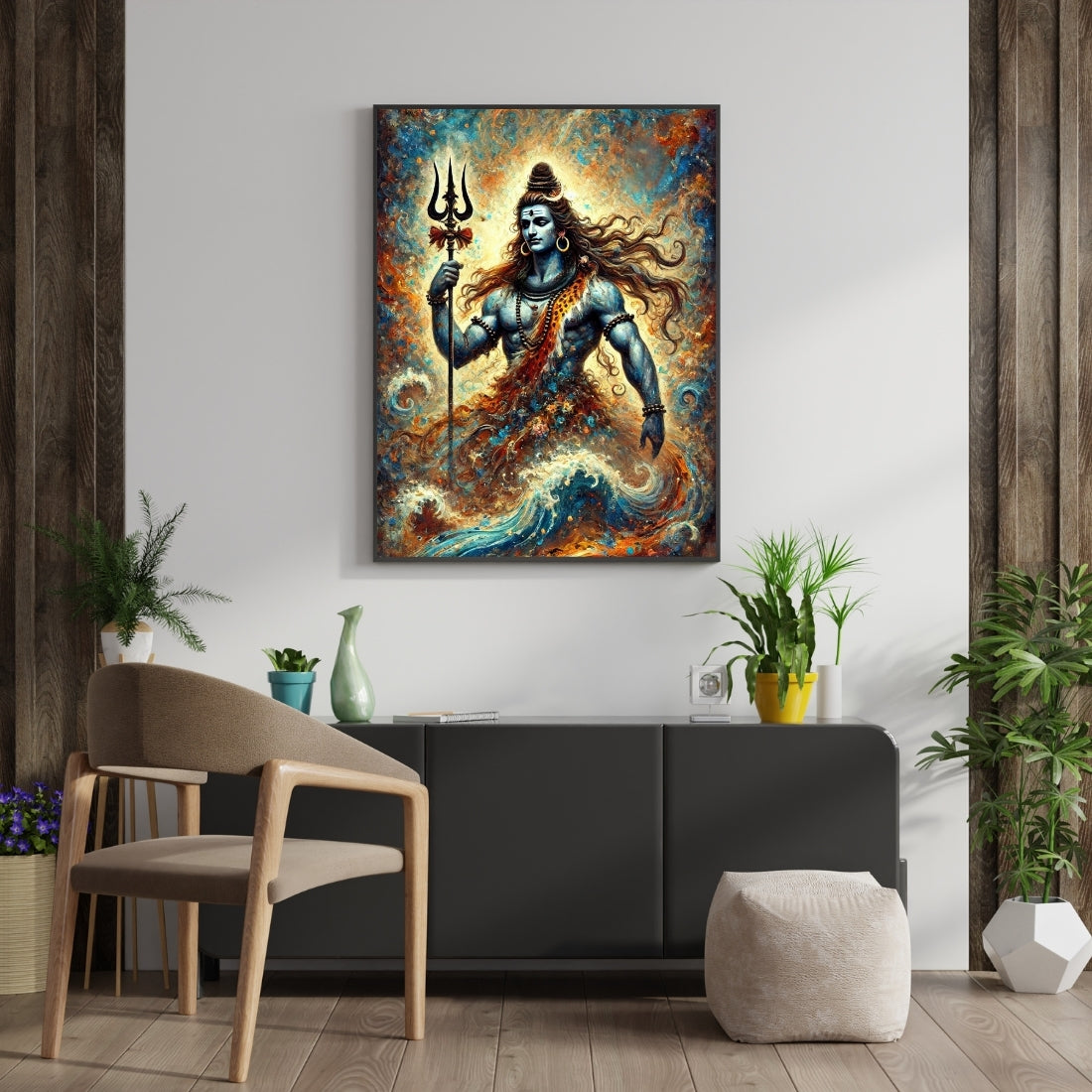 Triverta Shiva Ocean Ascend Premium Gift Painting Wall Art for Home Decor | 18x24 Inch Modern Art Digital Poster Print