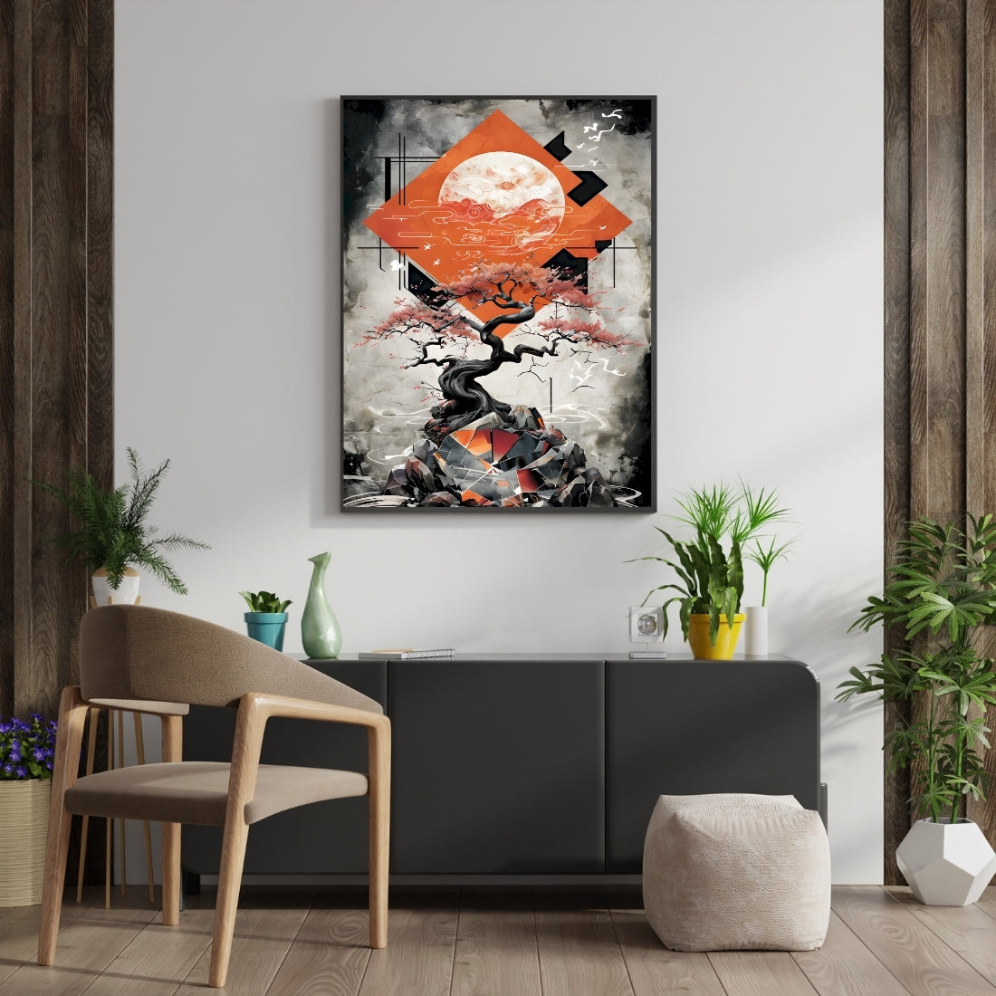 Triverta Zen Under Moonlight Premium Gift Painting Wall Art for Home Decor | 18x24 Inch Modern Art Digital Poster Print
