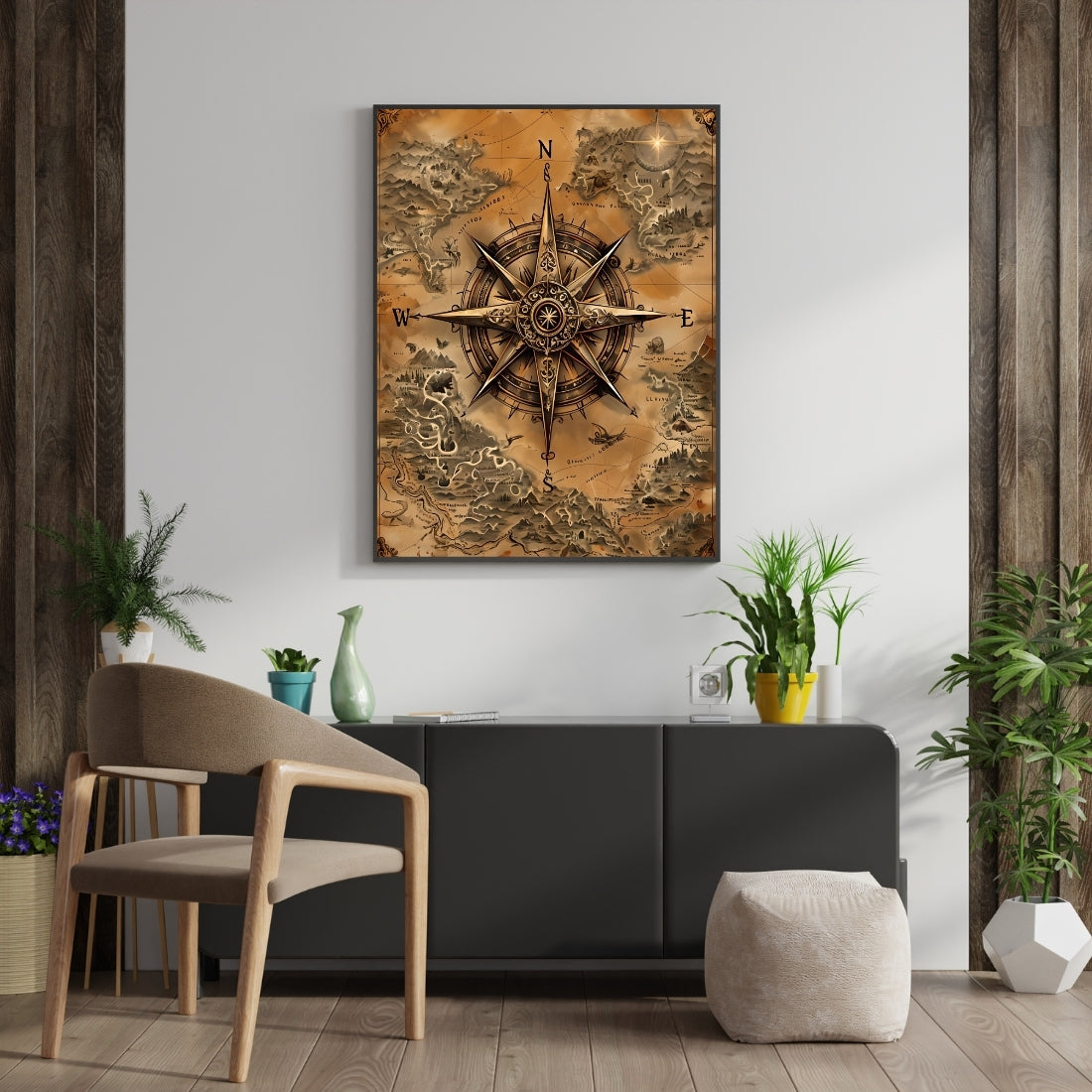 Triverta Compass of Destiny Premium Gift Painting Wall Art for Home Decor | 18x24 Inch Modern Art Digital Poster Print