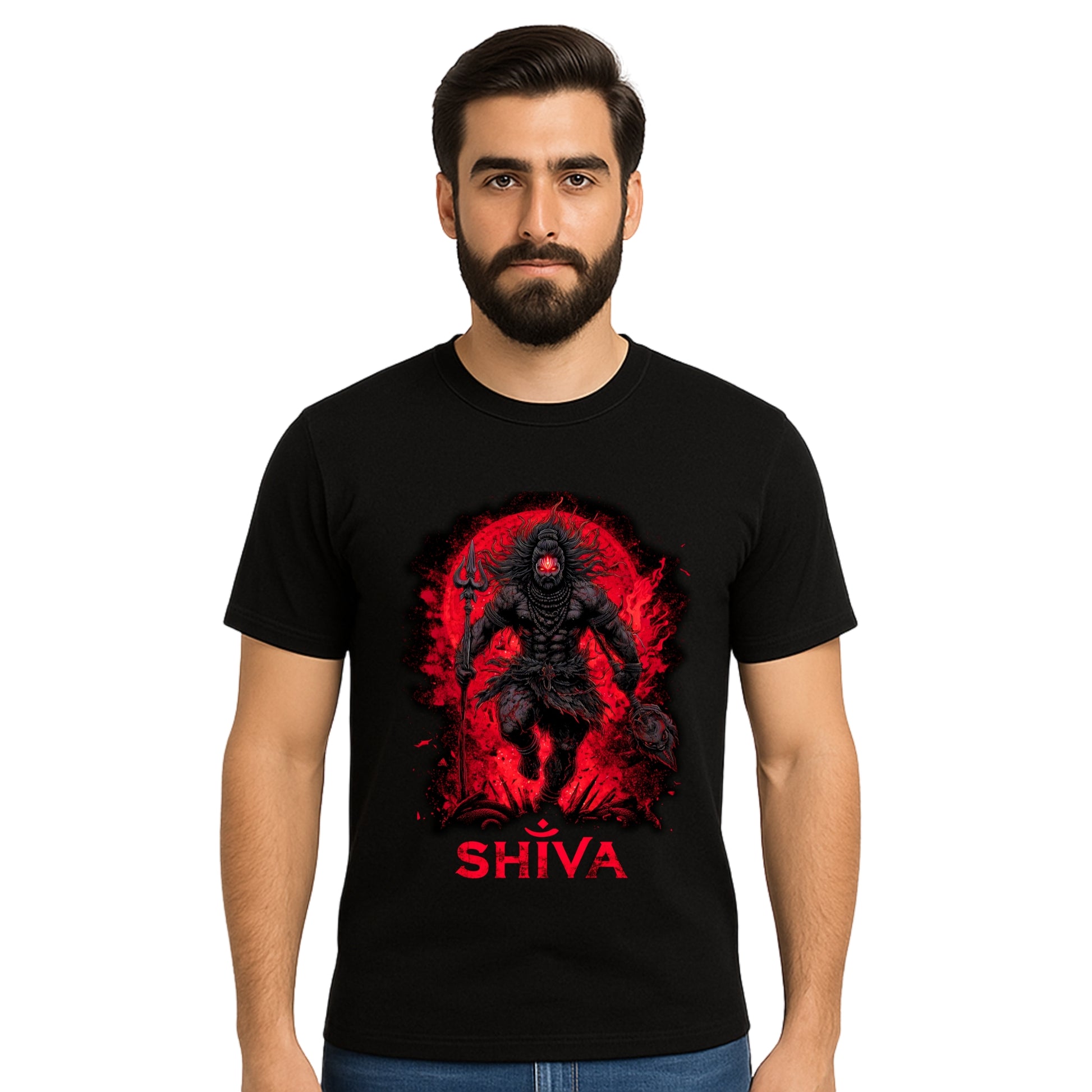 Triverta Shiva Vengeance Flame Graphic T-shirt | Graphic T-shirt | 100% Cotton T-Shirt | Printed Biowash Cotton Tee for Men and Women