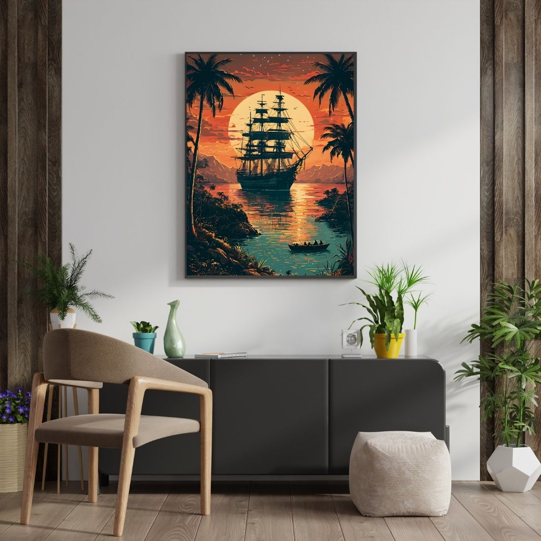 Triverta Sunset Voyage Premium Gift Painting Wall Art for Home Decor | 18x24 Inch Modern Art Digital Poster Print