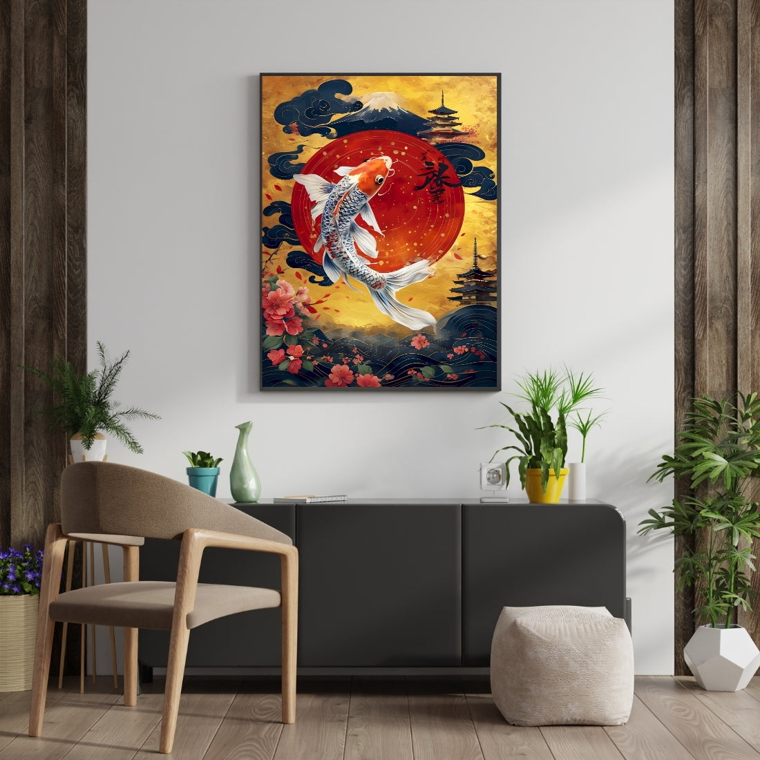 Triverta Koi Spirit Rising Premium Gift Painting Wall Art for Home Decor | 18x24 Inch Modern Art Digital Poster Print