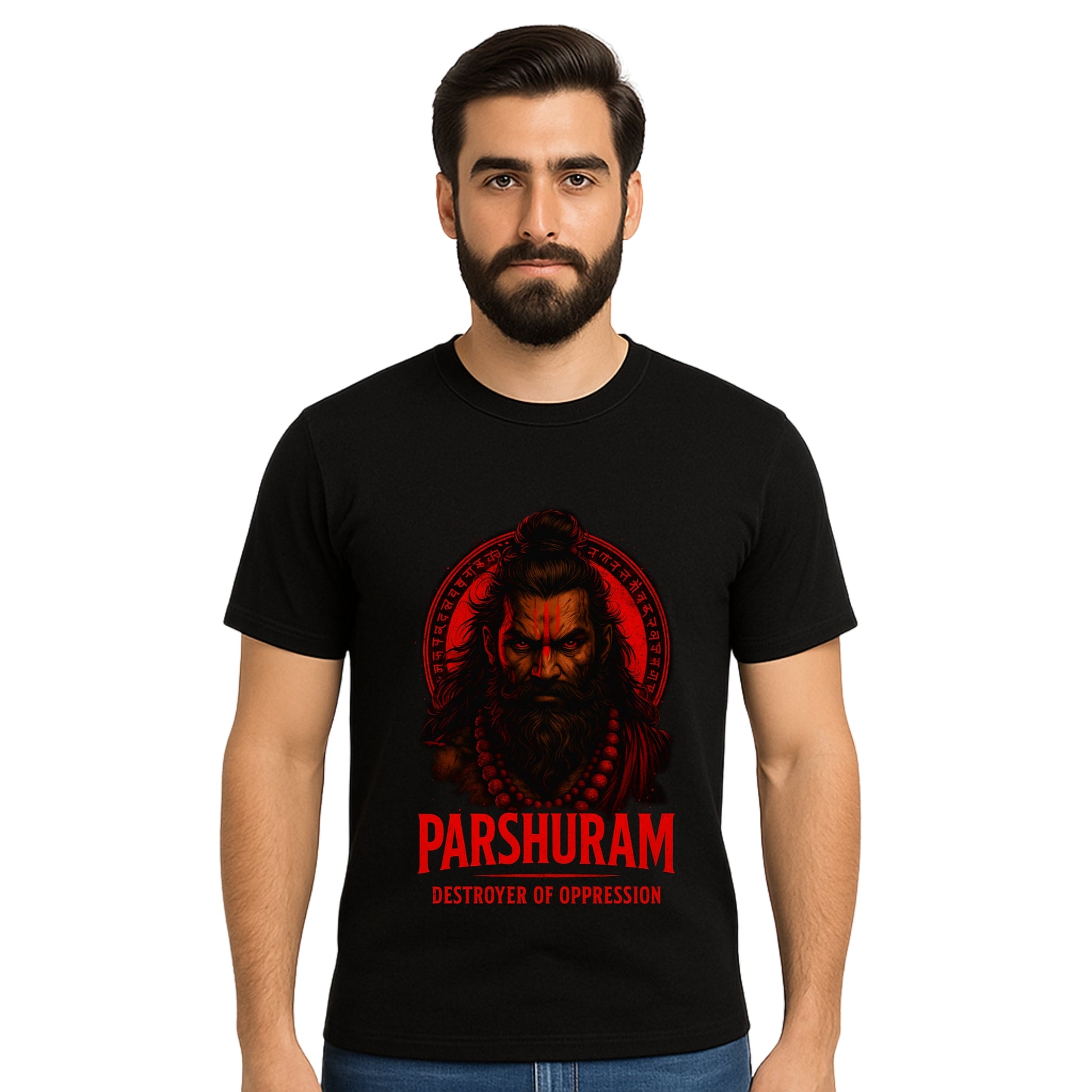 Triverta Parshuram Destroyer of Oppression T-shirt | 100% Cotton Regular Fit Graphic T-shirt | Printed Cotton Tee for Men and Women