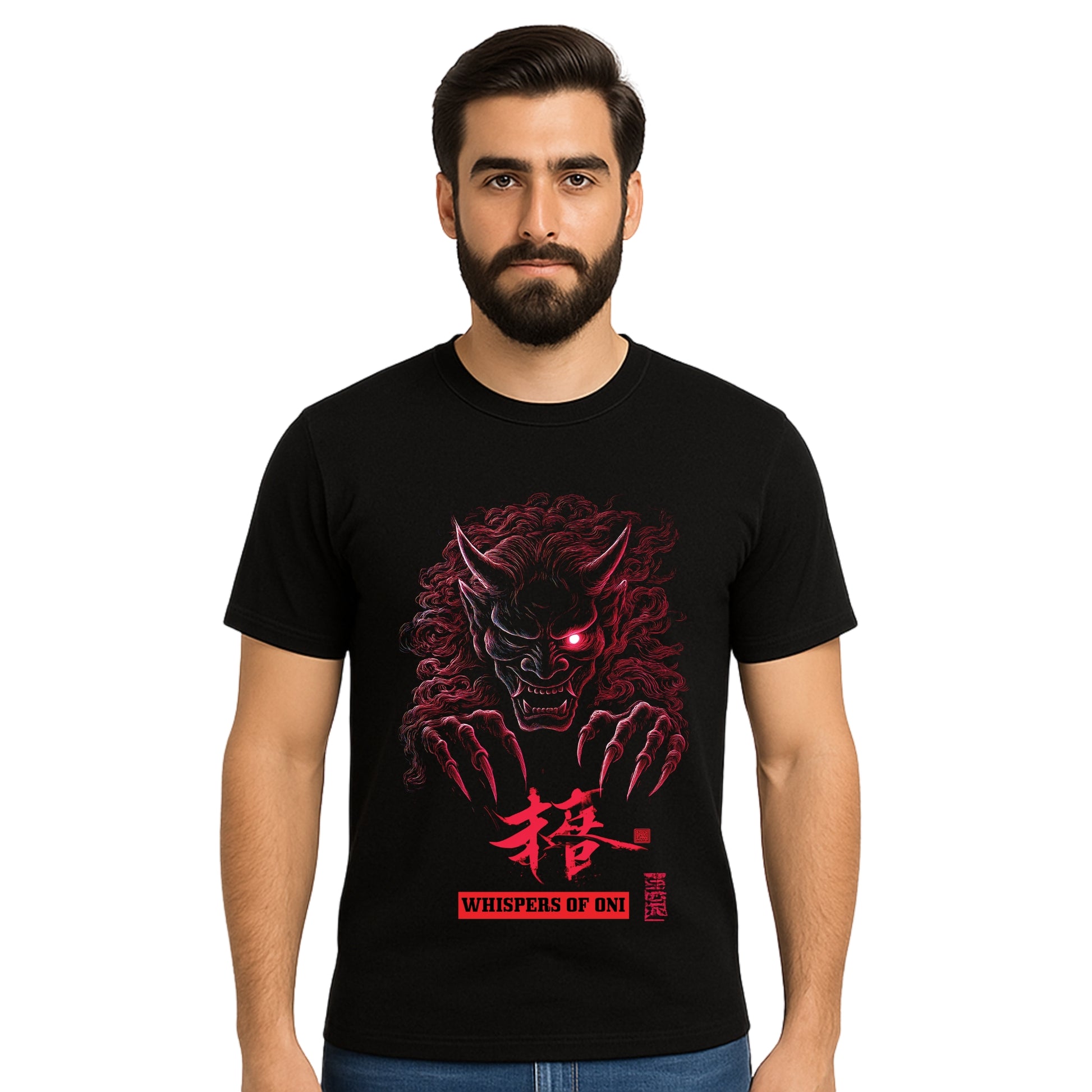 Triverta Whispers of Oni Red Demon Graphic T-shirt | Graphic T-shirt | 100% Cotton T-Shirt | Printed Biowash Cotton Tee for Men and Women