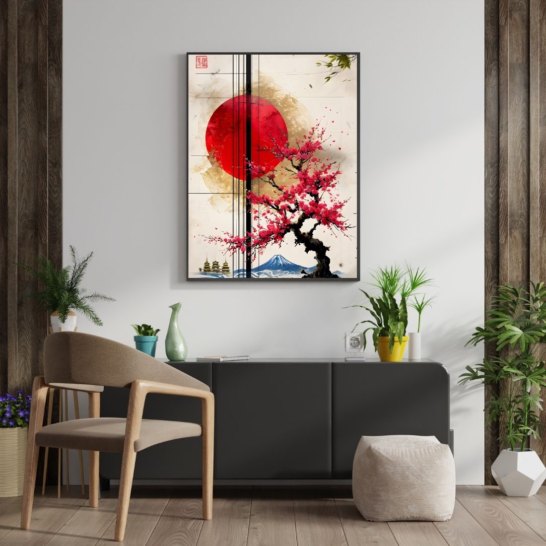 Triverta Rising Sakura Premium Gift Painting Wall Art for Home Decor | 18x24 Inch Modern Art Digital Poster Print