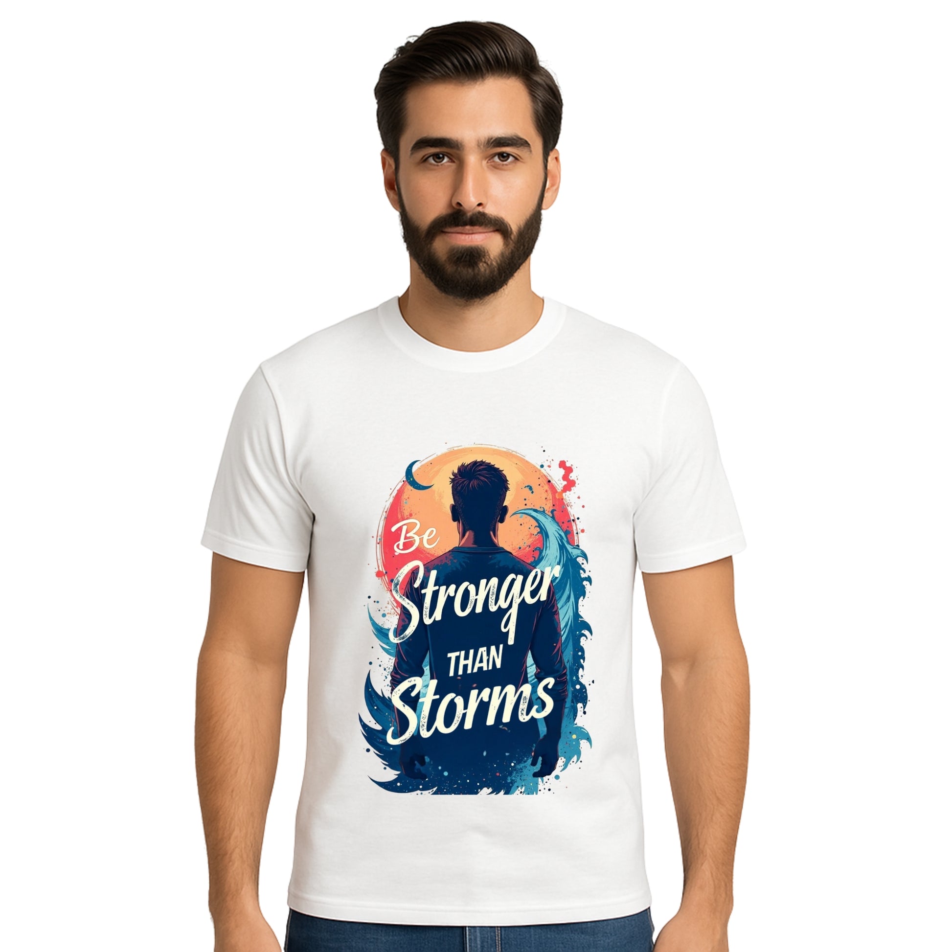 Triverta Be Stronger Than Storms Graphic T-shirt | Graphic T-shirt | 100% Cotton T-Shirt | Printed Biowash Cotton Tee for Men and Women