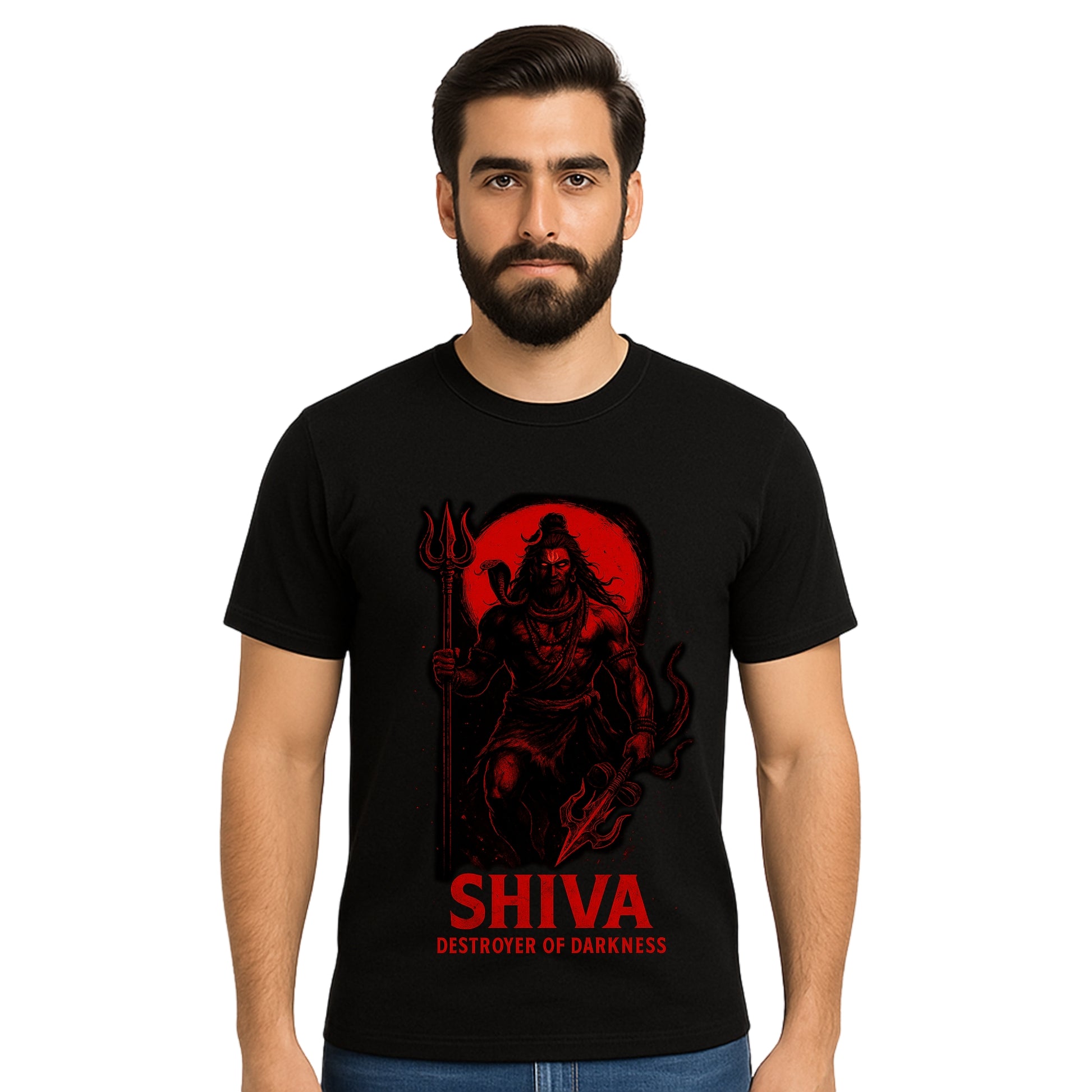 Triverta Shiva Destroyer of Darkness Graphic T-shirt | Graphic T-shirt | 100% Cotton T-Shirt | Printed Biowash Cotton Tee for Men and Women