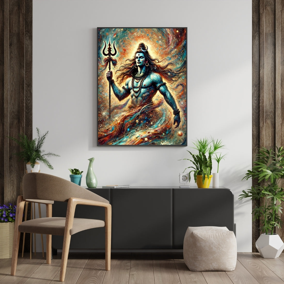 Triverta Shiva Among the Stars Premium Gift Painting Wall Art for Home Decor | 18x24 Inch Modern Art Digital Poster Print