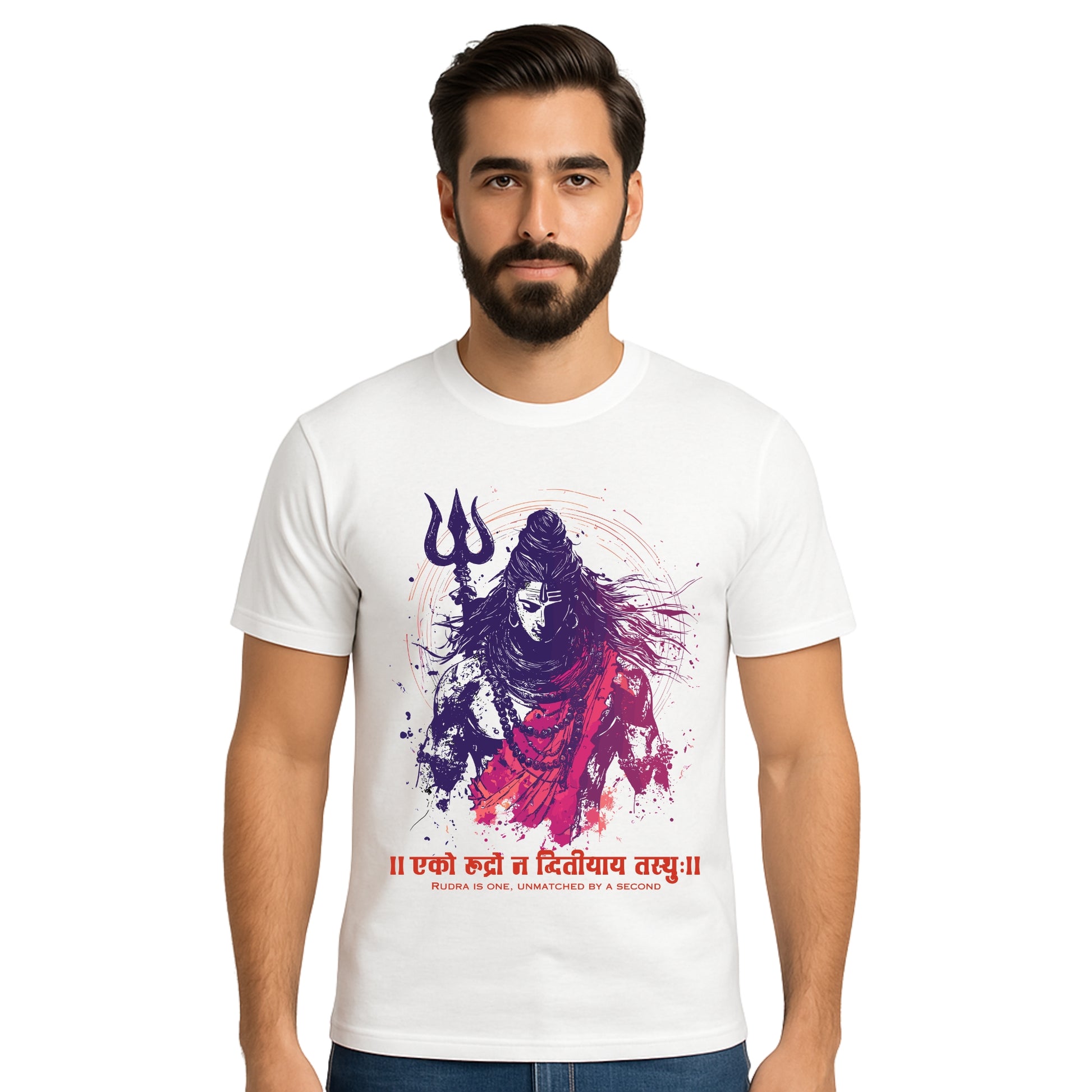 Triverta Serene Shiva: The Eternal Yogi Graphic Unisex T-shirt | 100% Cotton T-Shirt | Printed Biowash Cotton Tee for Men and Women